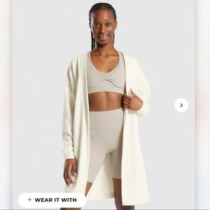 NWOT Gymshark Whitney Oversized Unbleached Cream Ivory Open Cardigan Robe